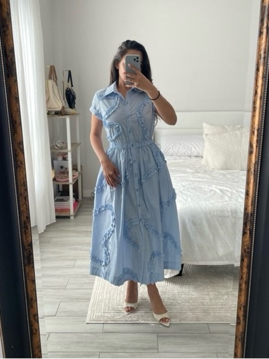 kate spade Dresses & Skirts - kate spade Light Blue Ruffle Maxi Shirt Dress